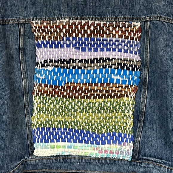 Hippie, Boho, quirky Upcycled Denim Jacket, one of a kind, XXL - Picture 7 of 8